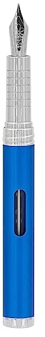DIPLOMAT NEXUS Füllhalter Edelstahlfeder mit Tintenglas blau/Federstärken: M/Füllfederhalter/Handgefertigt/mit Geschenkbox/Füllhalter Füller Fountain Pen/Farbe: Blau/Chrom, 1 Stück (1er Pack)