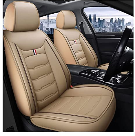 Auto Sitzbezüge-Set für V-W Tiguan 2014-2018, Kompletter Set Autositzschoner Schutz ZubehöR Vordere Hintere wasserdichte Komfort Sitzbezug,C/Beige