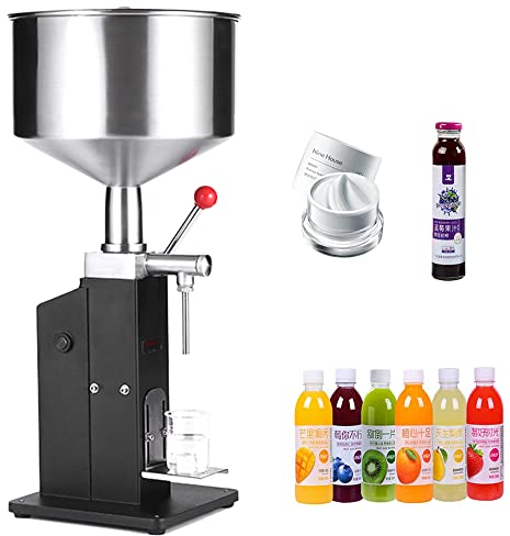 Abfüllmaschine manuell mit Skala 5 bis 50ml, paste Flüssigkeitsabfüllmaschine flaschenfüller Flaschenabfüllmaschine für Sahne, Shampoo, Kosmetik, Honig, Öl, Edelstahl Abfüllgerät A03-SS