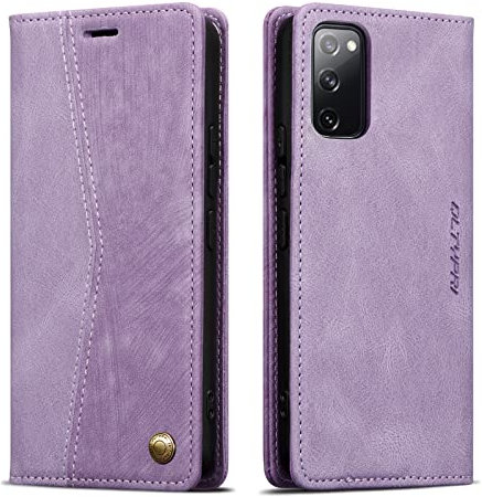 QLTYPRI Wallet Case for Samsung Galaxy S20 FE, Vintage PU Leather Folio Case with Card Slots Kickstand Magnetic Closure Shockproof Flip Phone Cover for Samsung Galaxy S20 FE - Purple