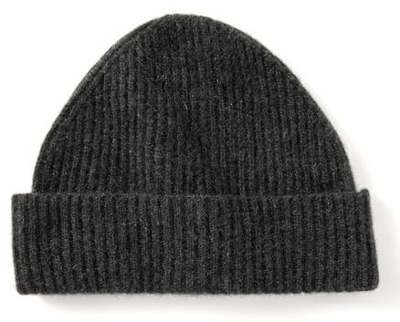 Villand 100% Kaschmir Gerippter Umgeschlagener Hut für Männer, Ultra-Weiche Reine Kaschmir Winter Skimütze (Dunkelgrau)