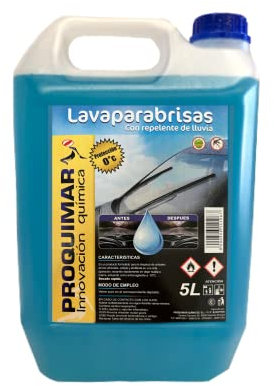 Limpiaparabrisas Líquido 5 litros | Protección hasta 0 °C | Limpieza Efectiva y Anticongelante para Parabrisas | Uso Profesional y Doméstico