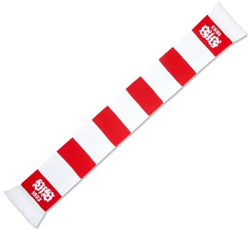 VfB Stuttgart Blockstreifenschal Emblem weiß-rot recycelt