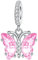 BIZK Rosa Murano-Glas Schmetterling Charm-Anhänger für Armband 925 Sterling Silber Charm Bead Pendant für Europäische Armbänder und Halsketten
