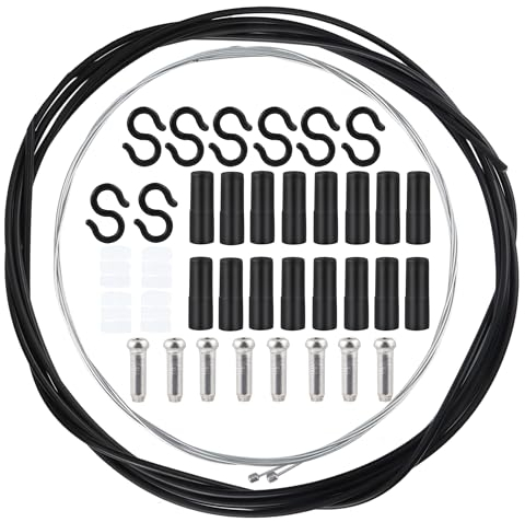 Fahrrad Bremszuge + Schaltseil Set,Universal Fahrrad Bremsseil Hinten Set, Fahrrad Bremskabel Innenzug Set Fahrradteile Bremszug Bautenzug Seilzug Bremsseil für Mountainbike Rennrad Reparatur Schwarz