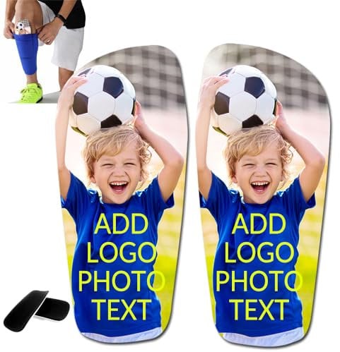 Personalisierte Fußball Schienbeinschoner, Shinguards mit Foto und Text, individuell mit Ihrem Design oder Foto, Leicht Langlebig rutschfest Aeeignet für Kinder und Erwachsene, 4size