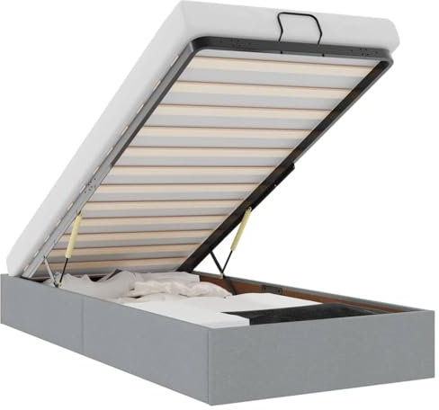 vidaXL Ottoman-Bett ohne Matratze Hellgrau 80x200 cm Stoff, Bettrahmen, Bettgestell mit Stauraum, Polsterbett, Bettgestell, Bettrahmen mit Stauraum