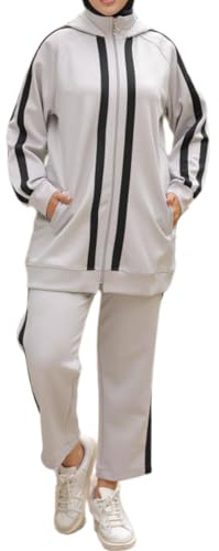 istanbul styles Turkish Hijab Modest Outfit for Muslim Women - 2 Piece Sportswear Set, Stylish Activewear Tracksuit for Casual Comfort (DE/NL/SE/PL, Alphanumerisch, L, XL, Regular, Regular, Grau)