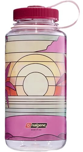 Nalgene Sustain Wasserflasche mit breiter Öffnung, klares Buntglas, Sonnenuntergang