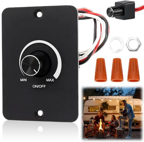 Umllpet DC 12V LED Dimmer PWM Stufenlos 5A, 3-Draht Dimmschalter für Wohnmobil Boot LKW Wohnwagen, Dimmbare LED Lampen & Leuchten, Kompatibel mit 12V LED Streifen