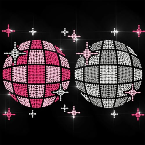 ANATTASOUL Disco-Lichtkugel Bügelbild für Kleidung | 29,7×21cm Strasssteine Zum Aufbügeln Bügelbar Kristall Bügelbilder Strass für Hut und Tragetasche, DIY Kunsthandwerk