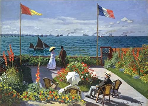 Peter Pauper Press Garden at Sainte-Adresse 1000 Piece Jigsaw Puzzle, Blue, Green, Brown, White, and Red