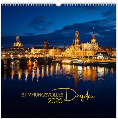 Kalender Stimmungsvolles Dresden 2025 | 30 x 30 cm | schwarzes Kalendarium