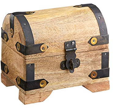 Casa Vivente Schatztruhe aus hellem Holz, Schmuckkästchen und Aufbewahrungsbox, Verpackung für Geldgeschenke