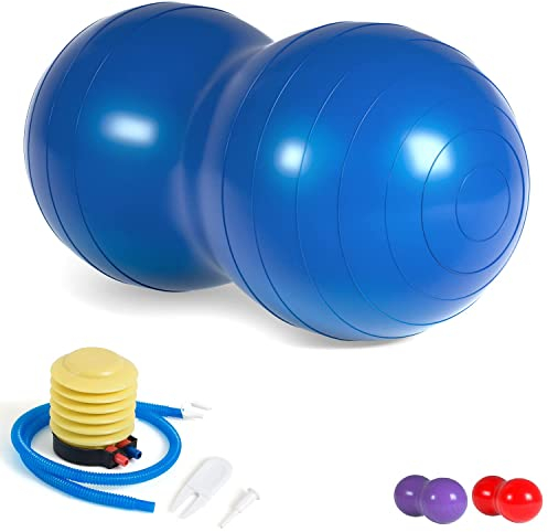 DASKING Erdnuss Gymnastikball Kinder, 90x45cm Anti-Burst Peanut Yoga Ball Mit Luftpumpe, Gym-QualitäT Fitness Erdnussball FüR Geburt Autismus Physio Therapie Sensorisch Hund Kinder Physioball