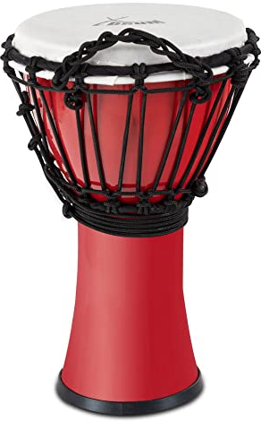 XDrum Primero Junior 31cm Djembe aus PVC - Korpus aus Kunststoff mit traditionellem Stimmsystem - Kompakt und leicht, somit ideal für Kinder und Einsteiger - rot