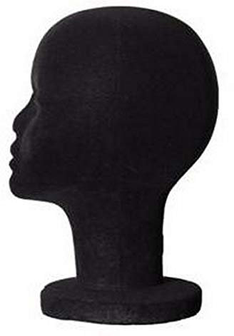 1 pz Espositore TESTA DONNA NERA POLISTIROLO cappello parrucca casco