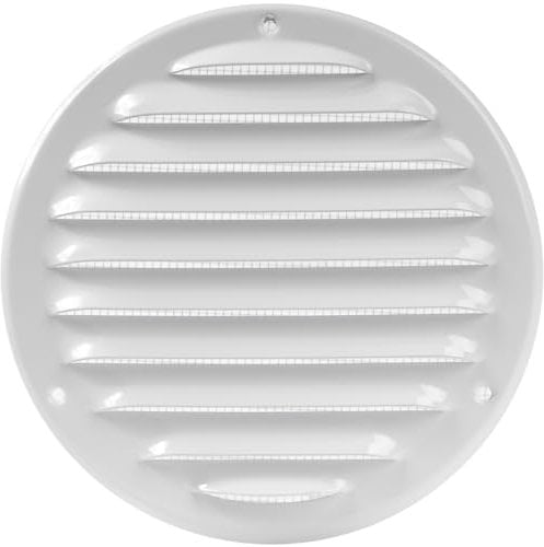 5 Inch / 125 mm White Vent Cover - Metal Round Soffit Vent - Air Vent Louver - Grille Cover - Built-in Screen Mesh - HVAC Ventilation (5'' Inch, Metal - White)