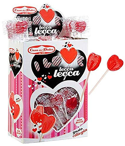 Casa del Dolce Lecca Lecca I Love Cuore Gusto Ciliegia Confezione da 100 Pezzi
