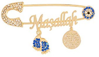 Remi Bijou Stecknadel für Baby Kind Mädchen Junge Glücksbringer Masallah Allah Ayetel Kürsi Gebet Dua Nazar Boncuk Türkisches Auge (Stil 3)