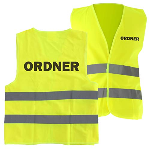 10 Stück Warnweste ORDNER Sicherheitsweste mit Druck auf Rücken und Brust