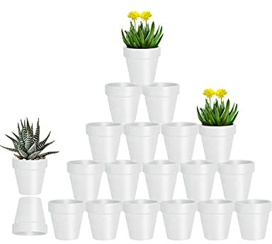 vensovo 7.6CM White Terracotta Pots with Drainage - 20 Pack Clay Flower Pots, Succulent Nursery Pots Great for Plants, Crafts, Wedding Favor