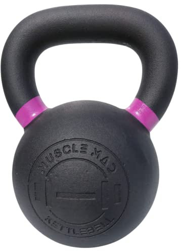 MUSCLE MAD Premium Cast Iron Kettlebell, Textured Handle, Matt Black, Full Body Training, Strength Training, 20kg Kettlebell