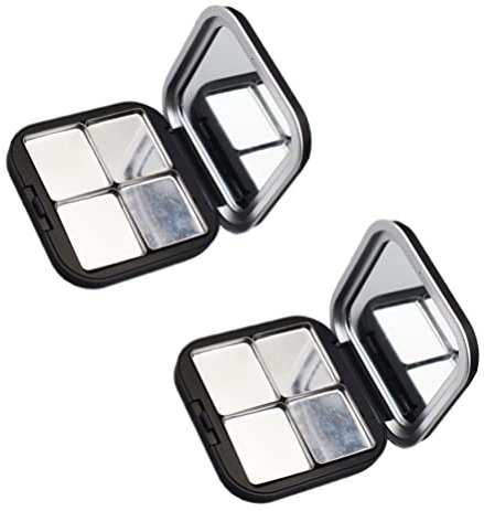 LALAFINA 2pcs Empty Magnetic Makeup Palette, Metal Tin Palette Pans Cosmetic Storage Case DIY Makeup Tray for Eyeshadow, Blusher, Lipstick, Highlighter