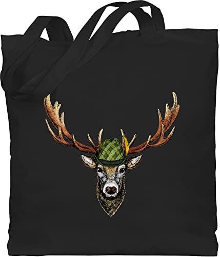 Shirtracer - Baumwolltasche - Kompatibel mit Oktoberfest Tasche - Jagdhirsch Hirsch Jäger Jägerin Geschenk
