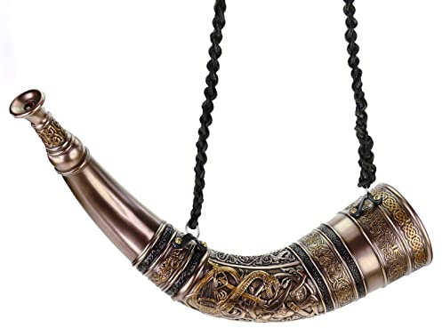 Germanisches Signalhorn - Siegfried tötet den Drachen Fafnir funktionsfähig bronziert by Veronese