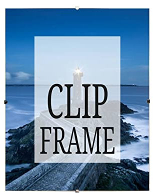 Frameless Clip Frame 50x70 cm Poster Picture Holder HD Clear Display Wall Mounted Large Portrait & Landscape Home Office School Use