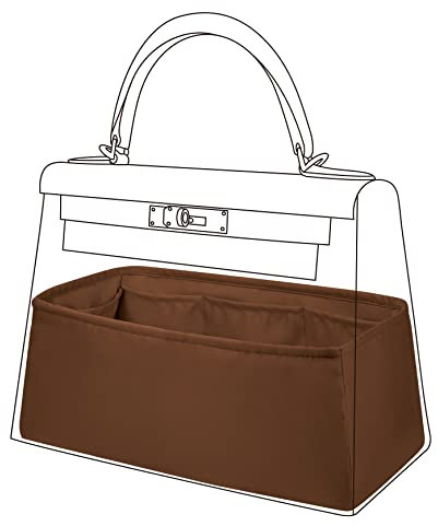 DGAZ Handtasche Tasche Organizer, Seide Innentasche für Kelly Pochette/Mini/20/25/28/32/35/40/42/50, Seidige Berührung Taschenorganizer Shaper Einsatz (Gold, KL20)