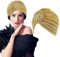 BOFUNX Damen Turban Hut mit Abnehmbarer Kristall Brosche 1920s Vintage Turban Hut Glitzer Elastische Kopf Wraps Gatsby Fasching Kostüm Accessoires