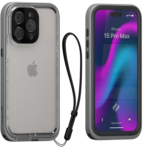 Catalyst Total Protection Case for iPhone 15 Pro Max - 5X More Waterproof iPhone Case, Highly Responsive Screen and Face id, Survives up to 65% Higher Drops Gray