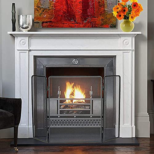 Pantalla para Chimenea Pantallas Plegables para Chimenea con Rejilla Fina de Acero Inoxidable, Accesorios para Estufas de leña