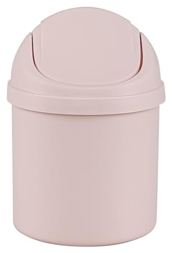 Saedy 2 L Mini Plastic Swing Lid Trash Bin, Desktop Garbage Can, Pink