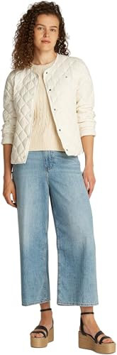 Tommy Hilfiger Veste Matelassée Femme Down Quilted Collarless avec Patte de Boutonnage, Ivoire (Ivory Petal), S