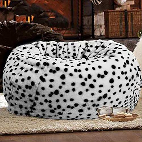 JNTFNE Sitzsack-Stühle für Erwachsene, Sitzsack-Bezug ohne Füllstoff, Polsterhocker, Pelz/Leder/Kaschmir-Fleece/Wolle, Heimdekoration, Sofa, Puff, Futon (Farbe: Hasenfell-schwarz)