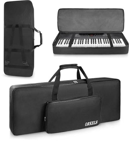 SUNDOY Portable Full Padded Keyboard Gig Bag, 61 Keys Electric Piano Case with 600D Oxford Cloth, 10mm Cotton Padding, Large Accessory Pocket (105x43.5x15-CM)