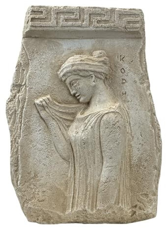 Placca da parete in rilievo con donna greca antica, scultura classica fatta a mano, decorazione da parete in gesso duro naturale, 24 cm