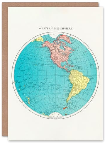 Artery8 Rand McNally and Co Art Card Western Hemisphere 1908 Map Greeting Card
