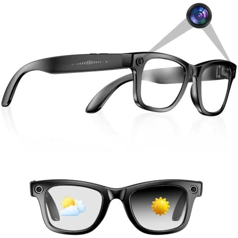 Yowow BIT AI Smart 4K Camera Glasses,HD 1080P Videos,Ultra-Wide Anti-shake, Vlog Recording, AI Translation, AI Voice Assistant, Open Ears, Wi-Fi Transmission, Music Control,Color-Changing Lenses