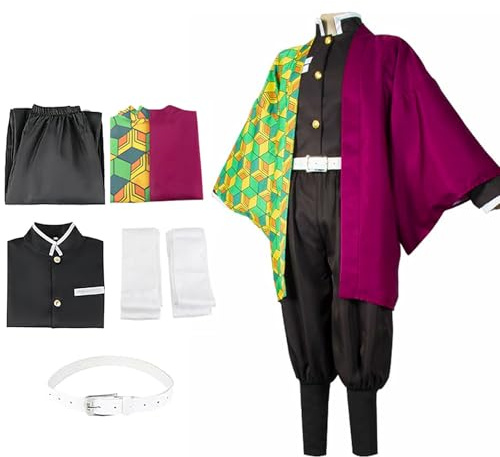 BUERPINKING Anime Cosplay, Kimono Karneval Performance Outfits, Giyu Cosplay Kostüm Set, Anime kostüm Damen Herren Mädchen Und Mantel,M