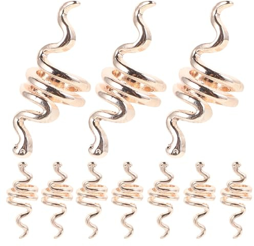 CATIEBYE Haarschmuck Schlangenform Haarspiralen 10 Stück Federdesign für Damen und Herren Vielseitige Dreadlocks Accessoires für Festival und Alltag Retro Haaraccessoires zum Flechten