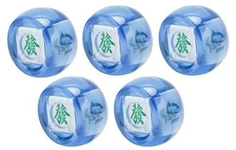 Jelquix 5-teiliges Mahjong-Würfel-Set für Brettspiele und Digitalen Unterricht – Langlebige Kunststoff-Würfel in Ost-Süd-West-Nord-Richtung – Leicht und Tragbar (Transparentes Blau)