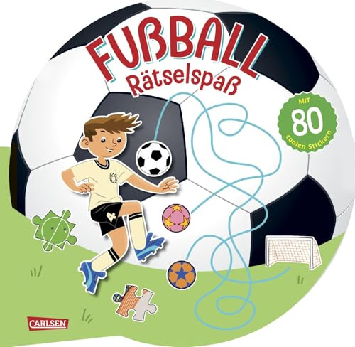 Fußball-Rätselspaß: Mehr als 80 coole Sticker | Das Rätselbuch in runder Fußball-Form für alle ballbegeisterten Kinder ab 7 Jahren
