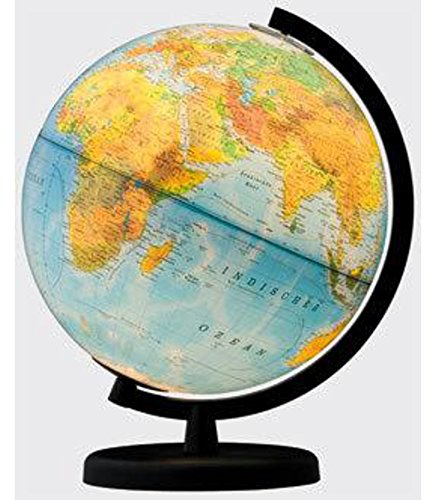 Terra Leuchtglobus, politisch/physisch: 26 cm Durchmesser, Fuß und Meridian Kunststoff schwarz in 4-farb. Geschenkverpackung (terra Globen: Made in Germany)