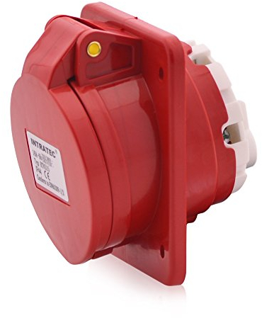 CEE Kraftstrom Einbausteckdose Schräg 32A 400V 6h IP44 5-polig (3P+N+E): IEC-60309 Industrie und Mehrphasenstecker robuste Industriequalität