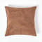 Homescapes Patchwork Leder-Kissen braun, Dekokissen 45x45 cm mit Füllung, Sofakissen Velours aus Recycling-Leder