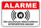 Panneau de dissuasion ALARME en PVC + 4 trous pour fixation avec texte : Site sécurisé par télésurveillance - Intervention 24H/24H ARB (150 x 100 mm)